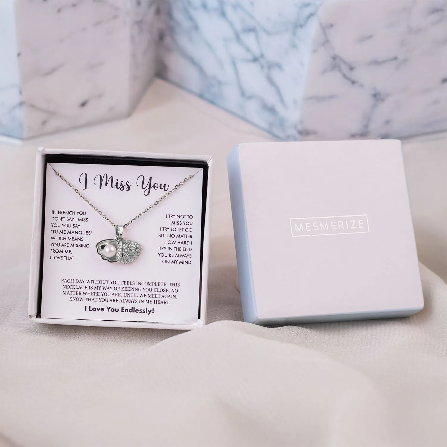 I Miss You Card With Necklace For Women
