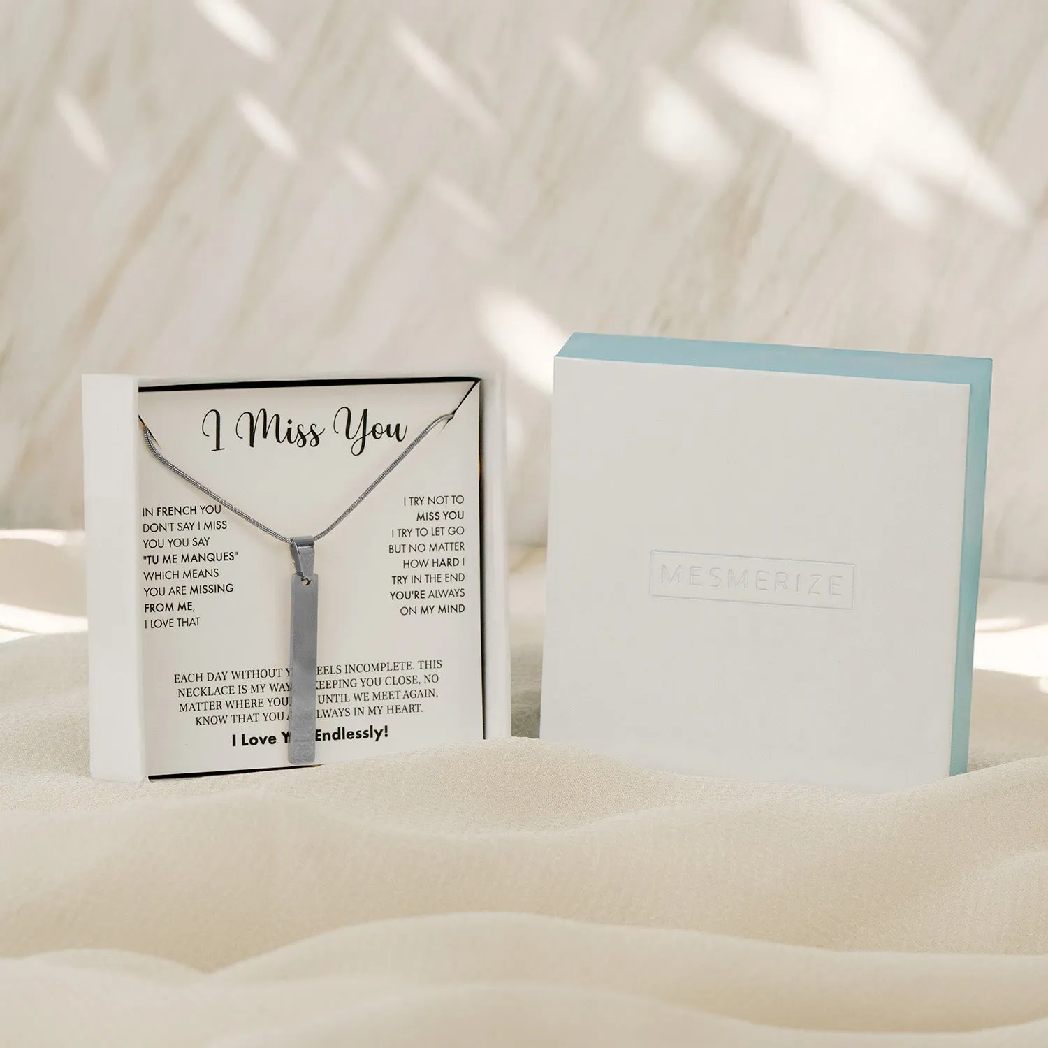 I Miss You Card With Necklace For Women