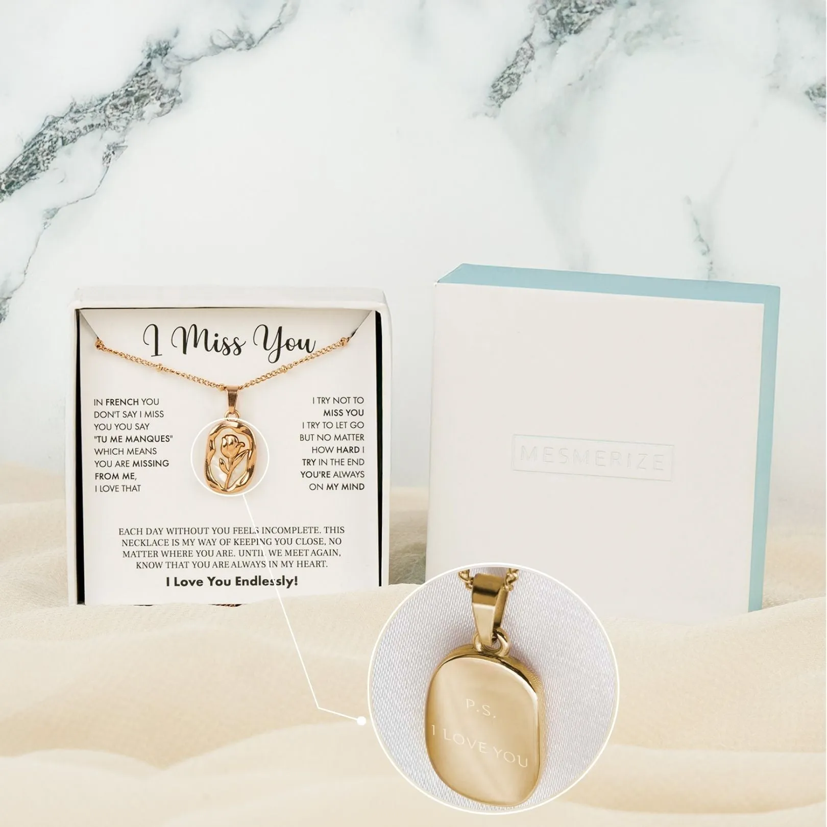 I Miss You Card With Necklace For Women