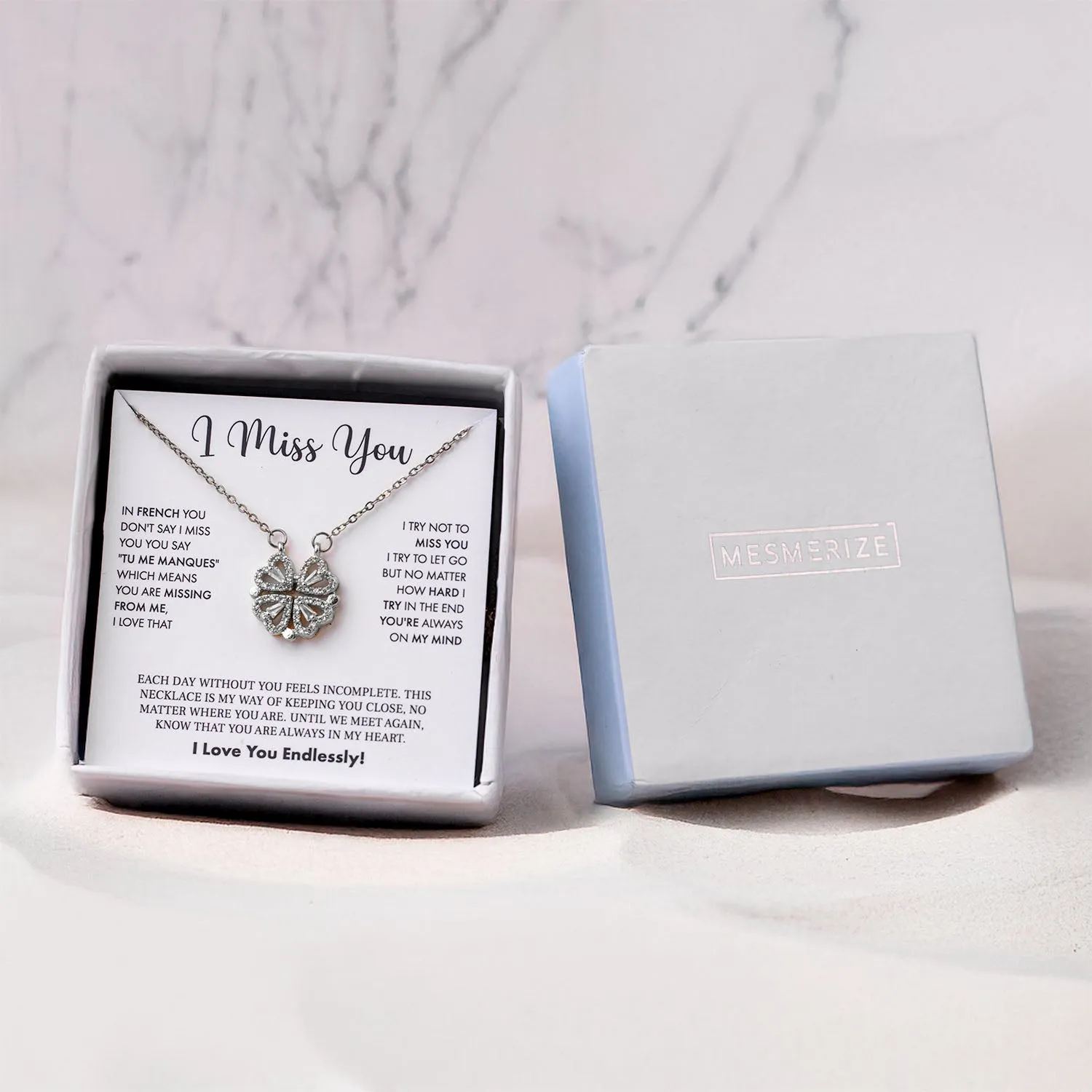 I Miss You Card With Necklace For Women