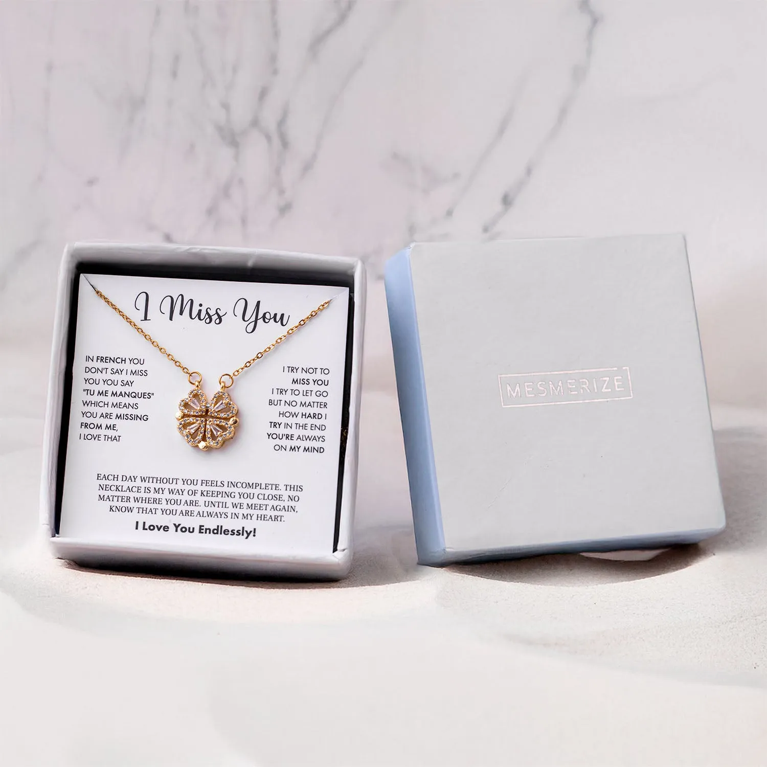 I Miss You Card With Necklace For Women