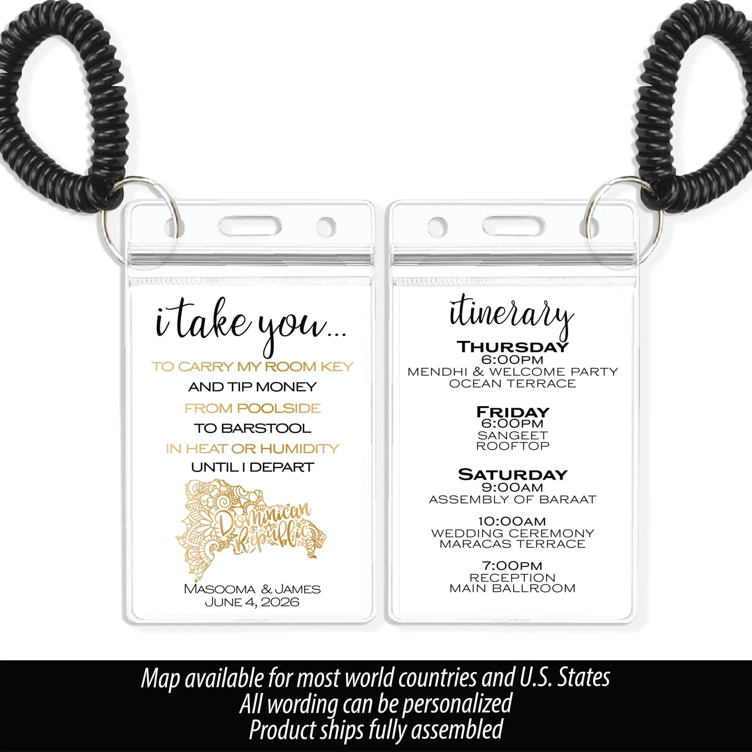 Indian Destination Wedding Room Key Holder and Itinerary - Mandala Map