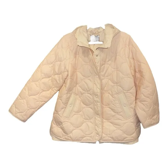 J. Crew double layer lightweight puffer jacket in delicate pink &amp; cream. Rack 2