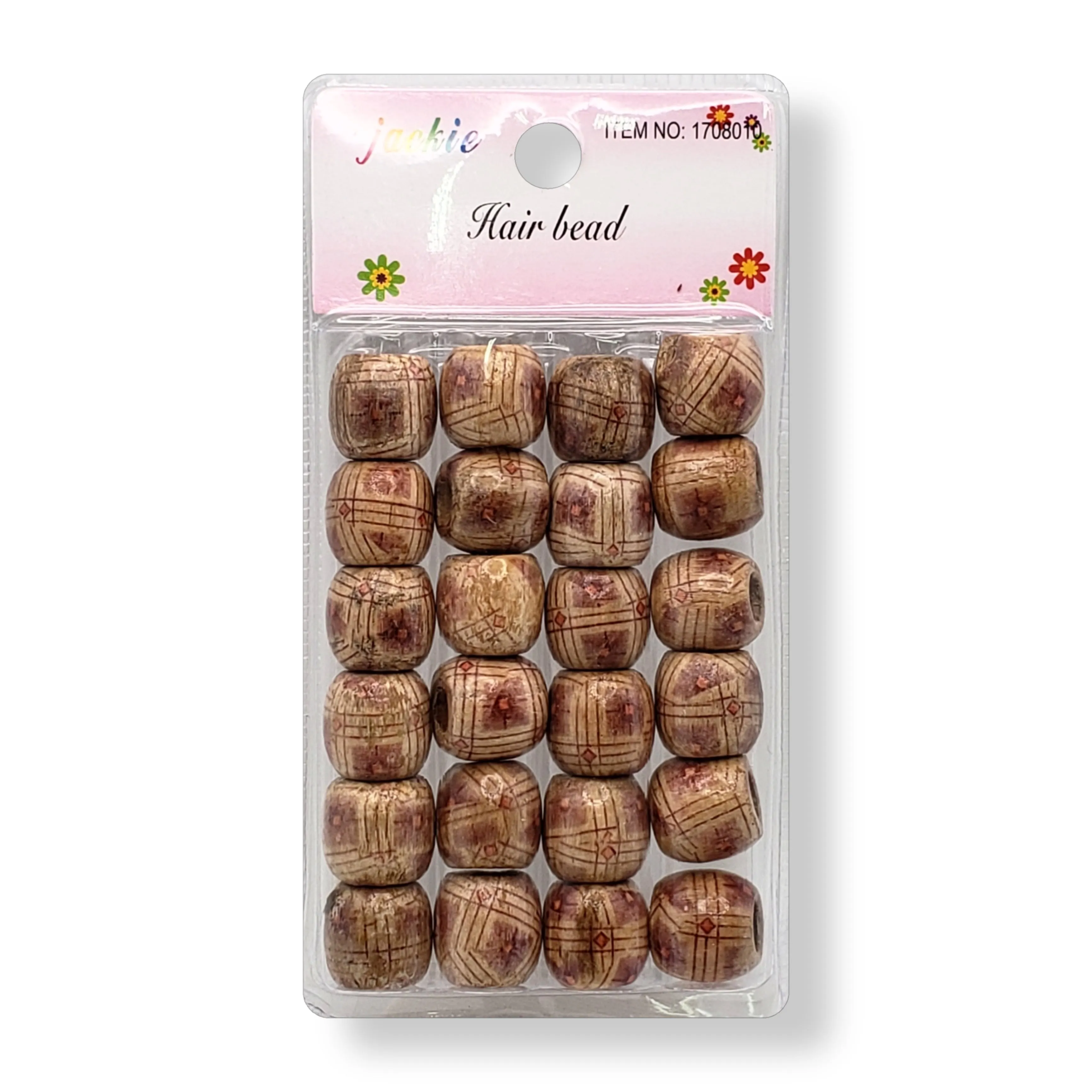 Jackie Patterned Wooden Hair Beads