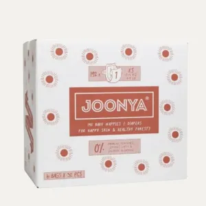 Joonya Baby Diapers, Size 4 L (15-31 Lb) - 6 Bags of 25 (150) - **New Range** - Nontoxic, Eco-Friendly, Ultra Slim, Overnight Use - Made in Denmark