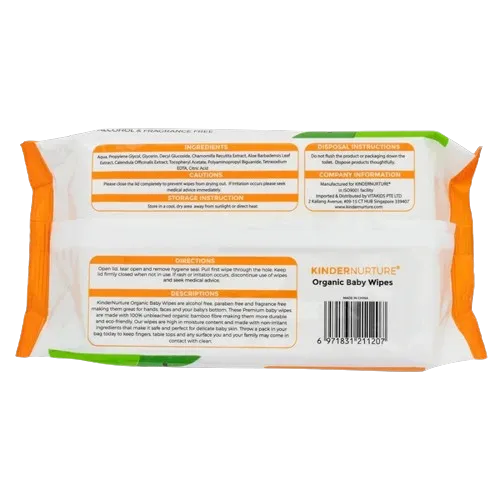 KinderNurture Organic Baby Wipes, 80 wipes (Pack Of 5) Exp:  03/26