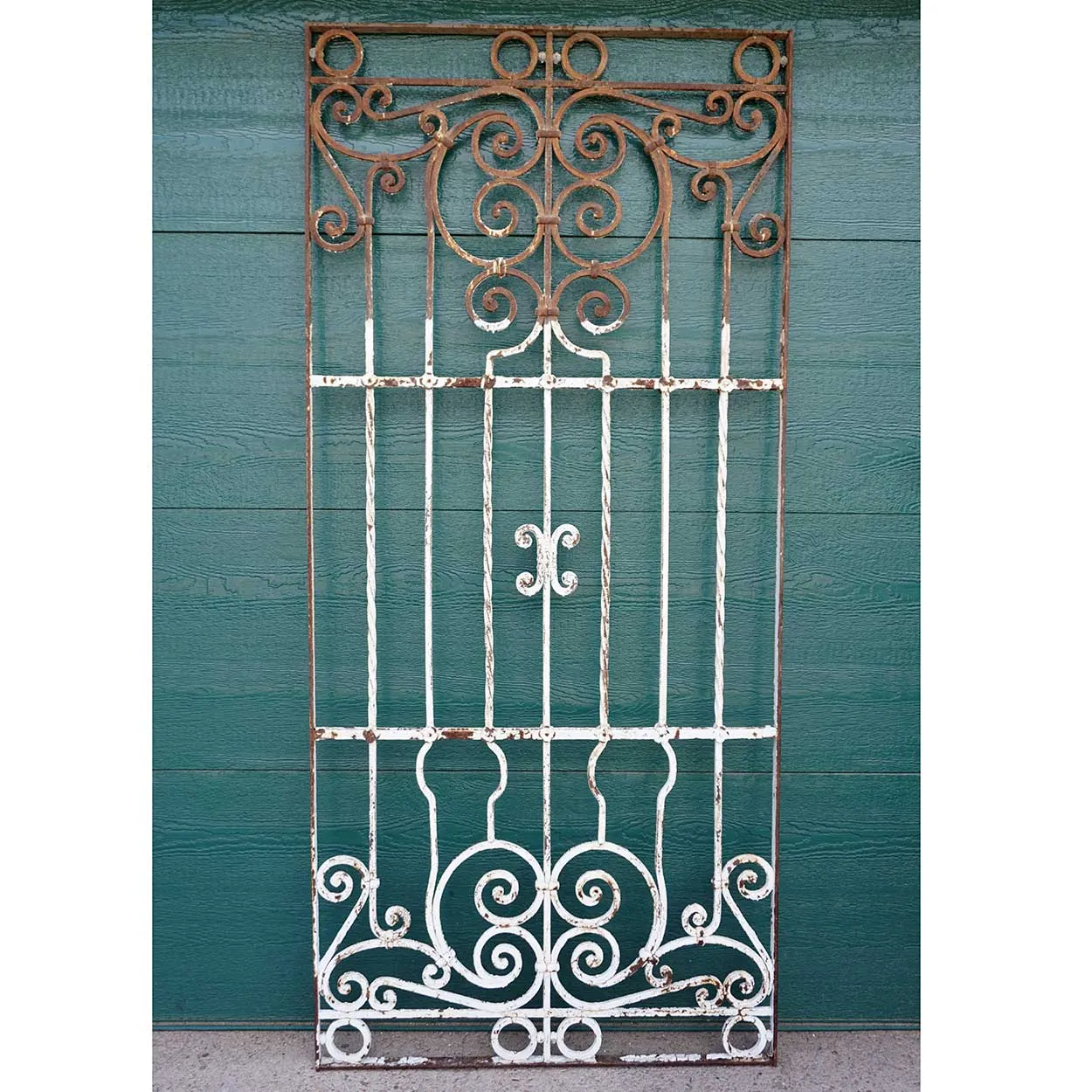 Large Spanish Colonial Painted Wrought Iron Window Grille