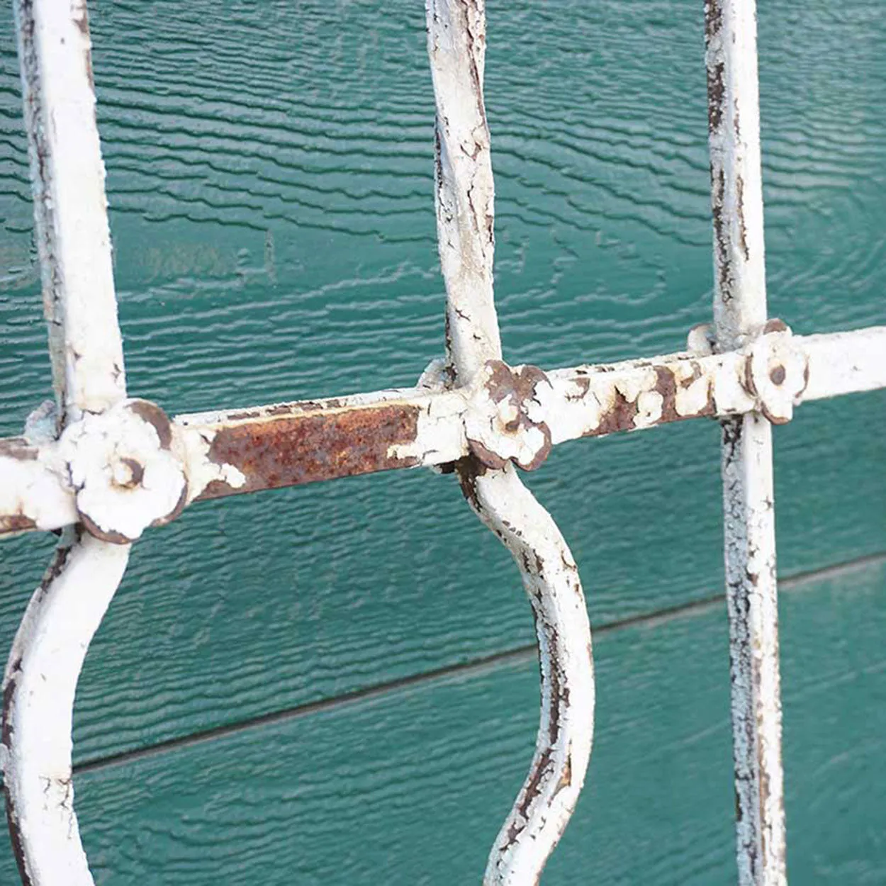 Large Spanish Colonial Painted Wrought Iron Window Grille