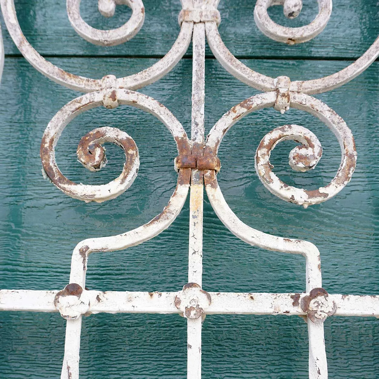 Large Spanish Colonial Painted Wrought Iron Window Grille