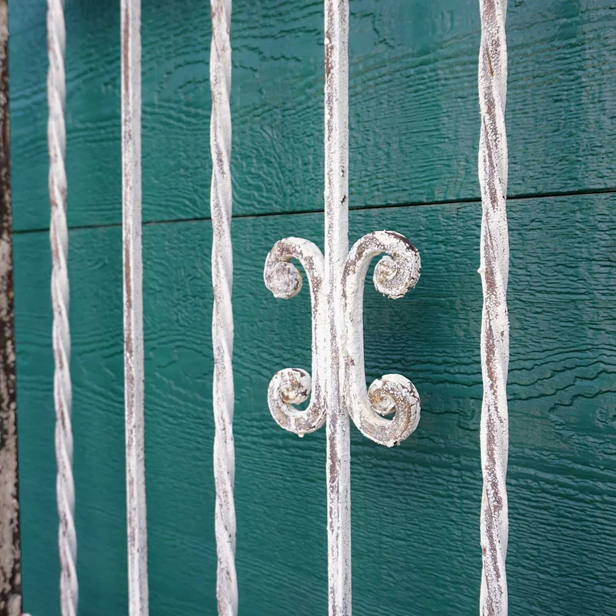Large Spanish Colonial Painted Wrought Iron Window Grille