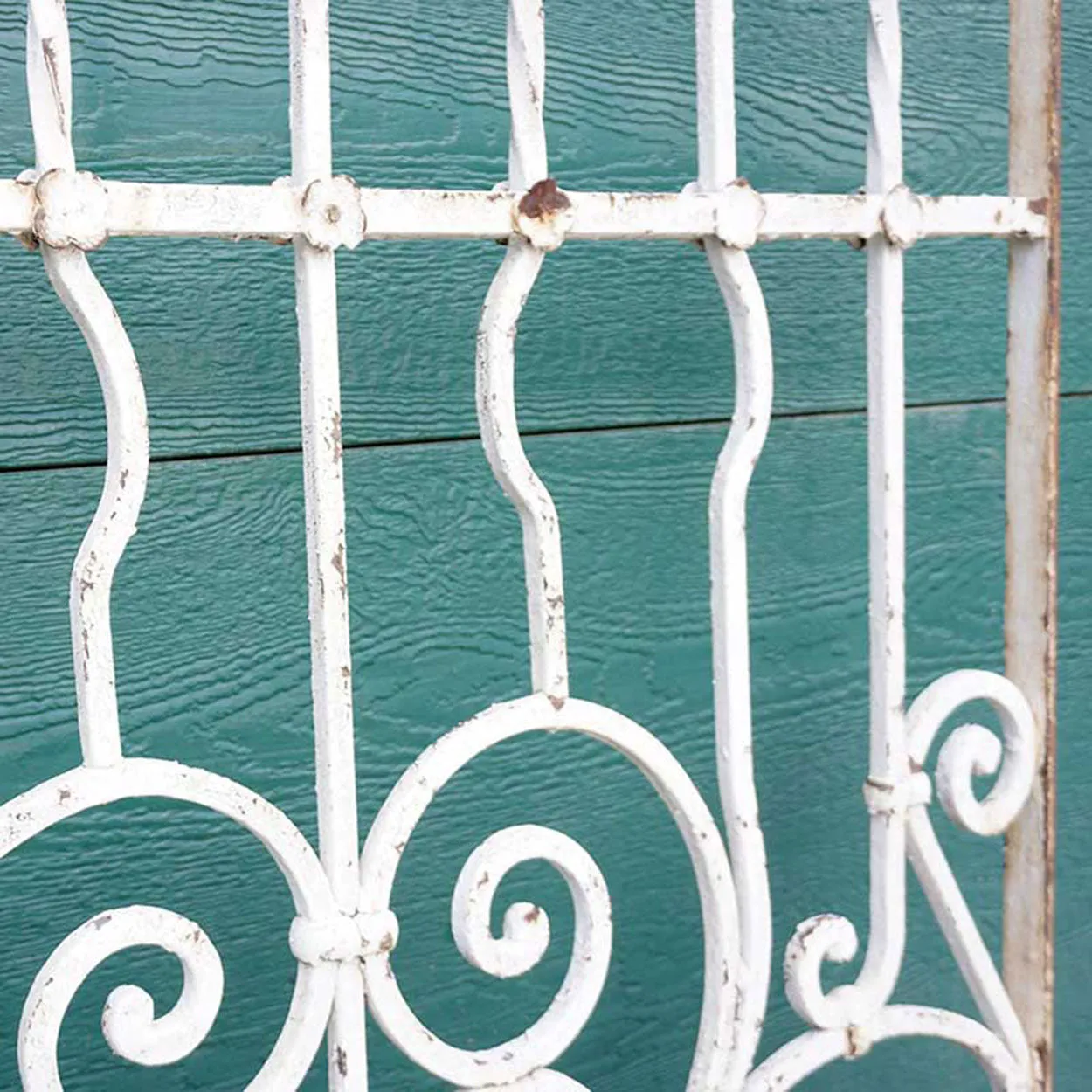 Large Spanish Colonial Painted Wrought Iron Window Grille