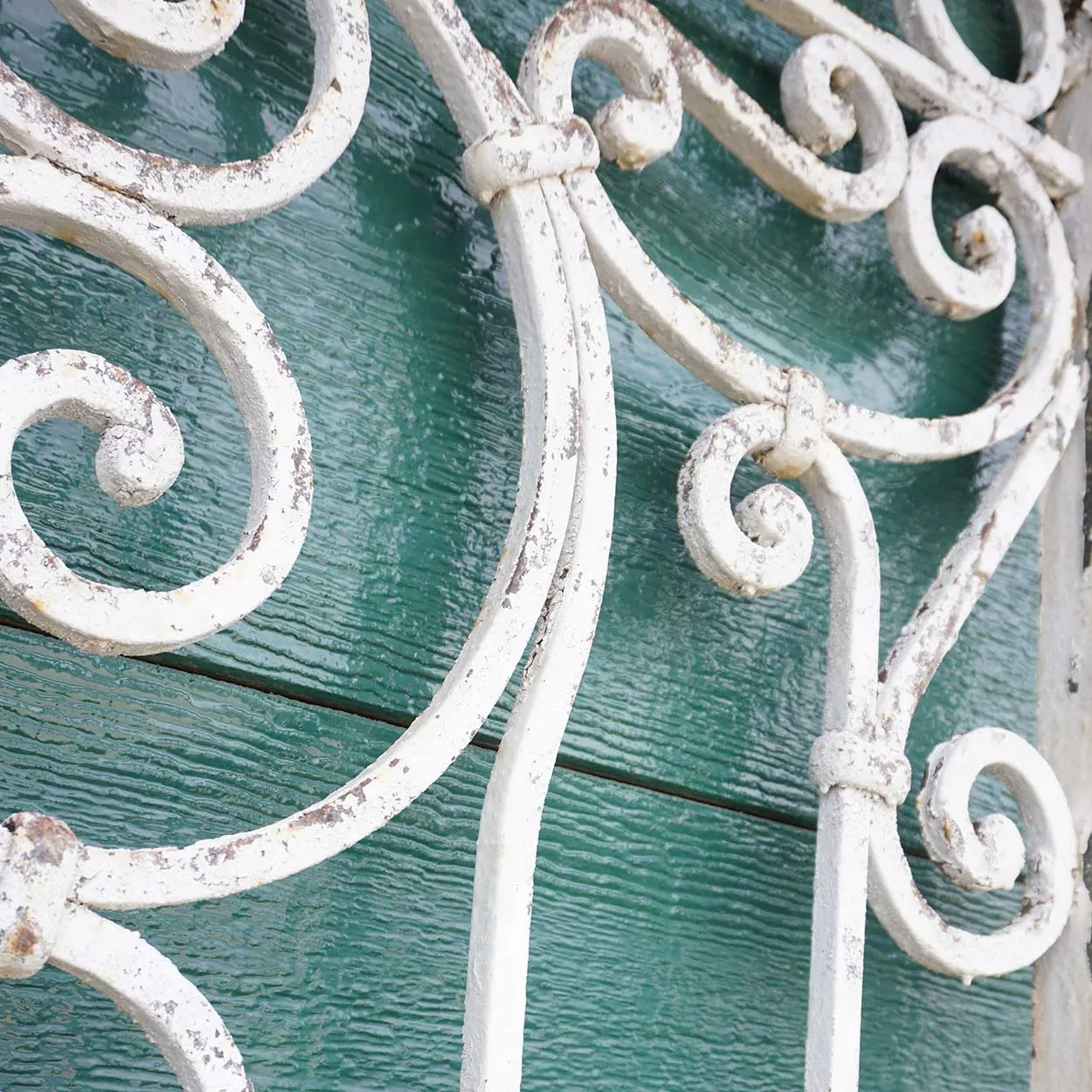 Large Spanish Colonial Painted Wrought Iron Window Grille
