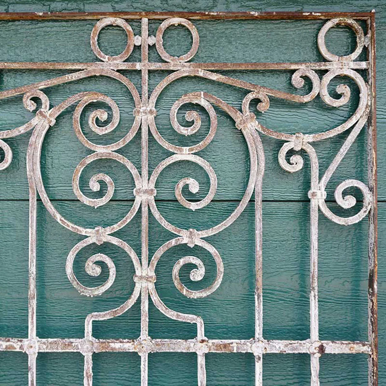 Large Spanish Colonial Painted Wrought Iron Window Grille