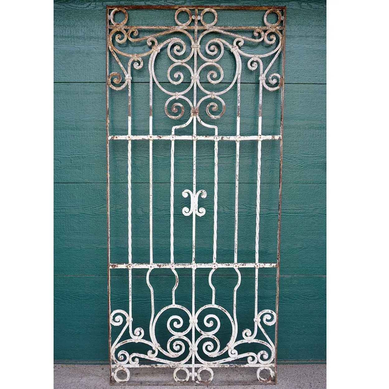 Large Spanish Colonial Painted Wrought Iron Window Grille