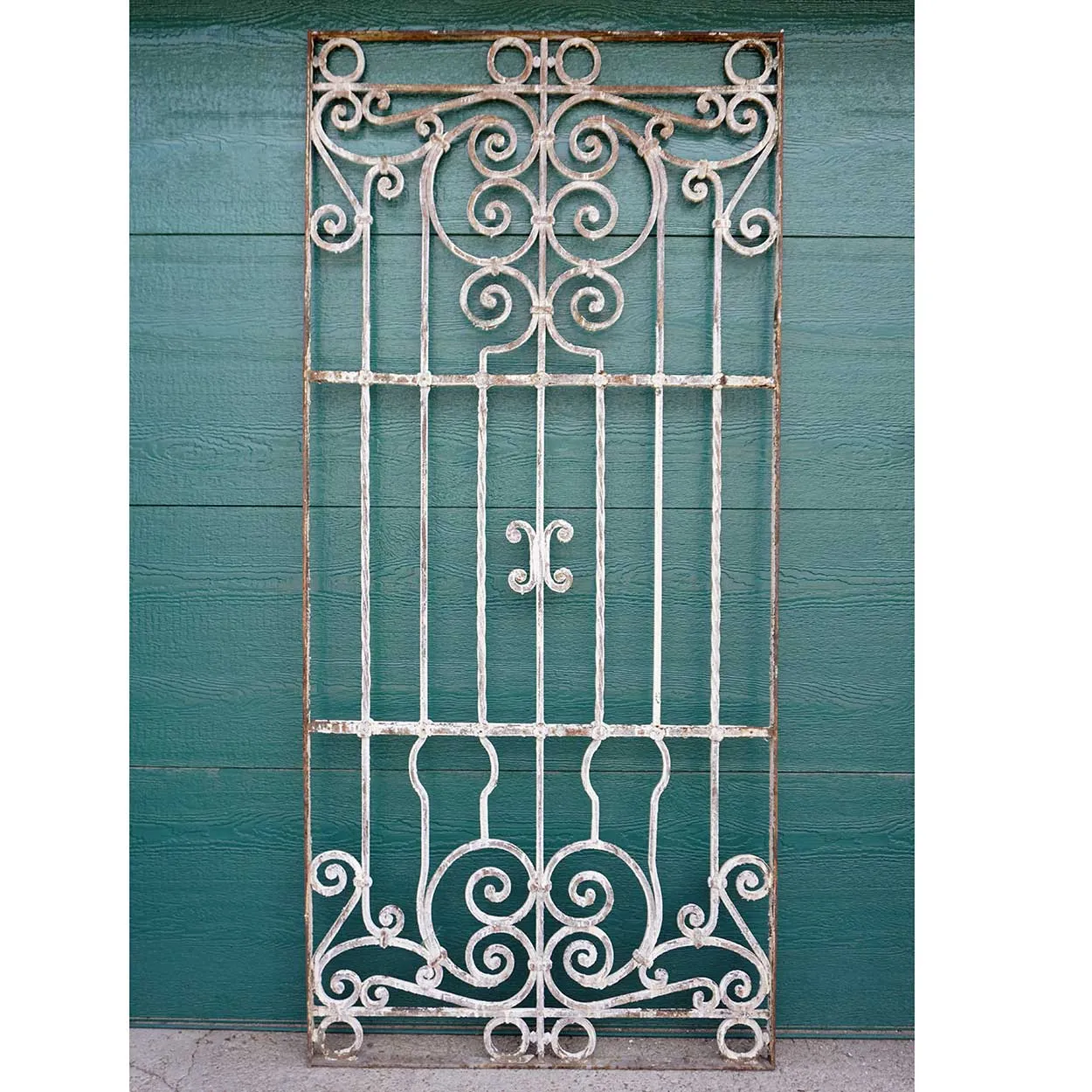 Large Spanish Colonial Painted Wrought Iron Window Grille