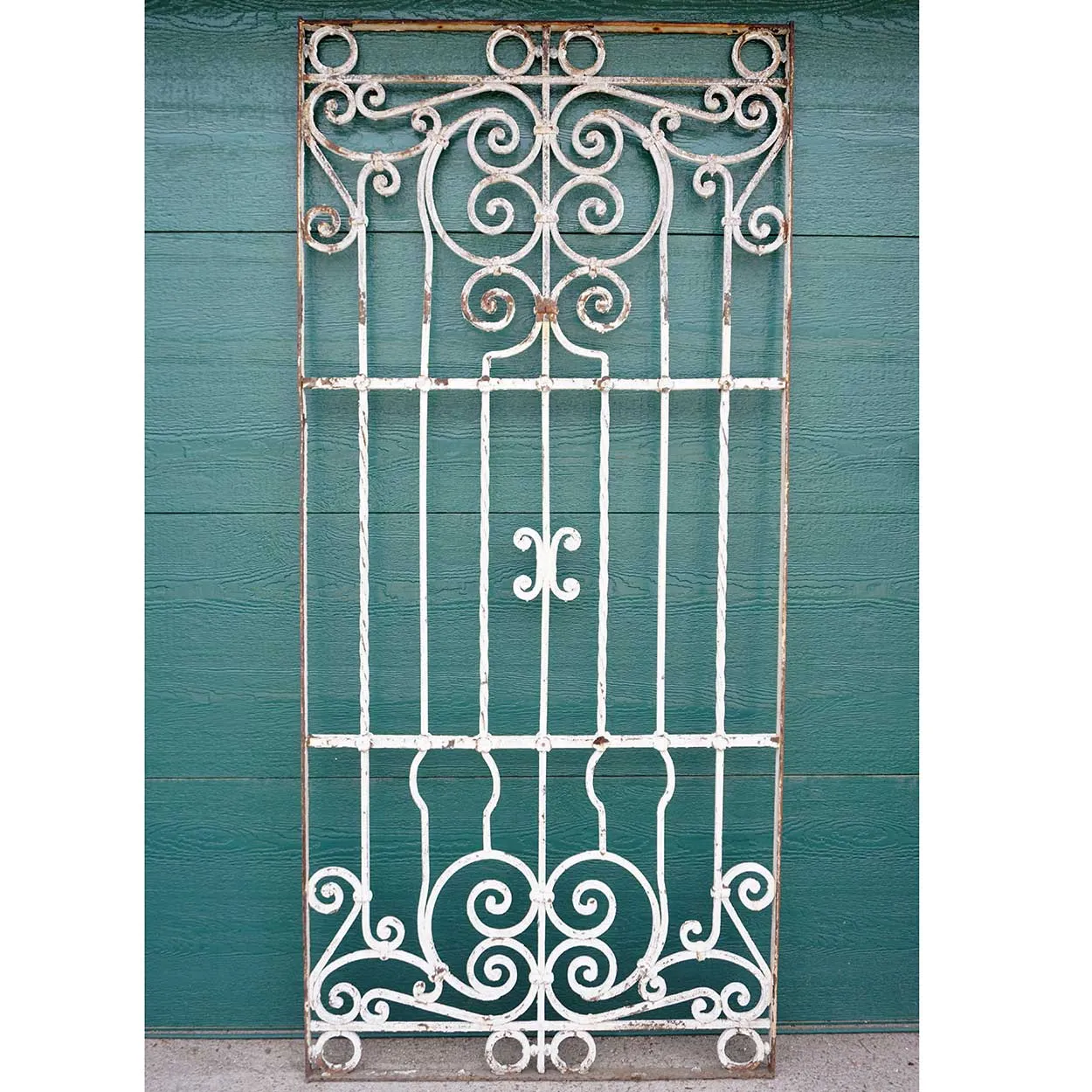 Large Spanish Colonial Painted Wrought Iron Window Grille