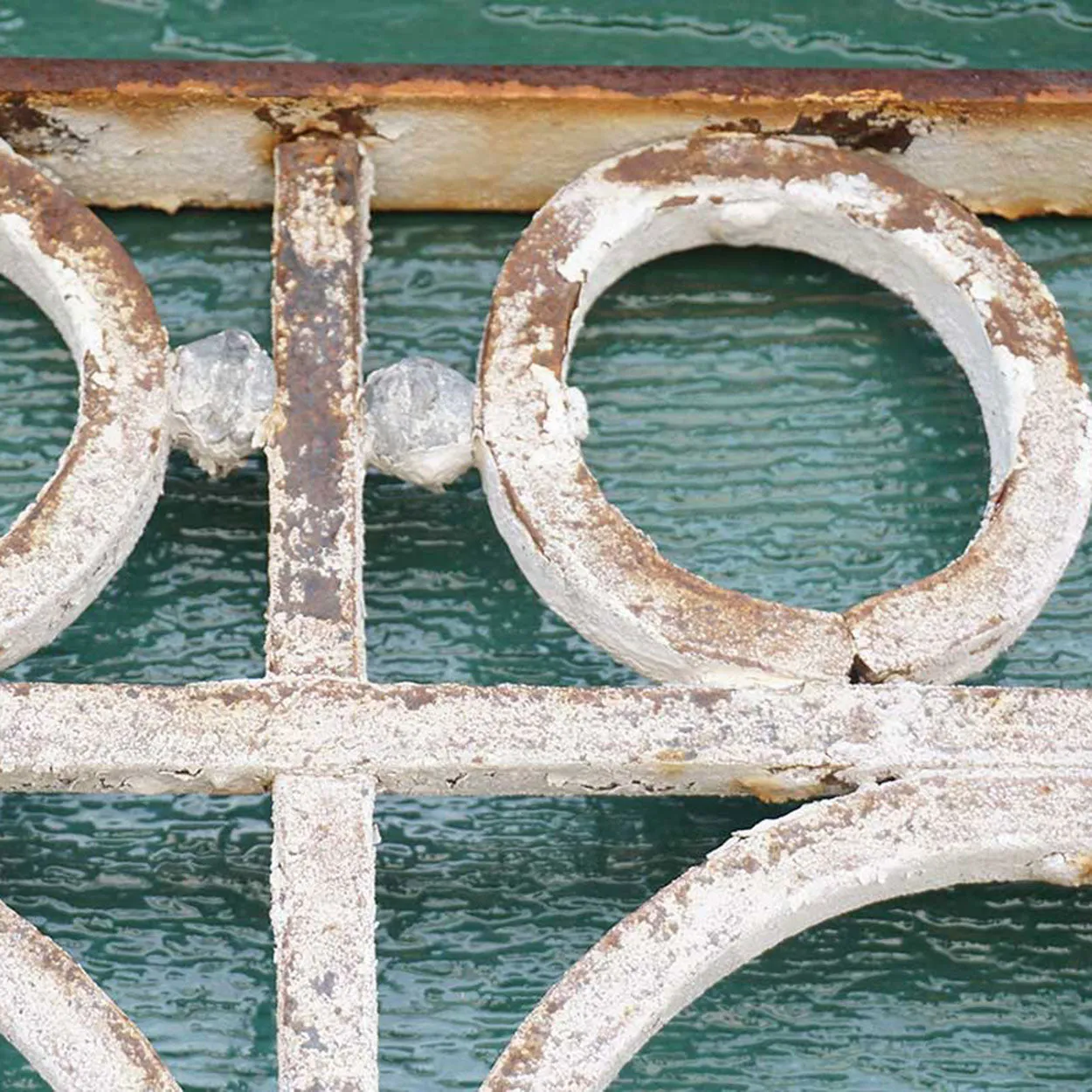 Large Spanish Colonial Painted Wrought Iron Window Grille