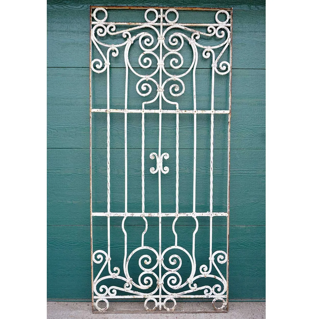 Large Spanish Colonial Painted Wrought Iron Window Grille