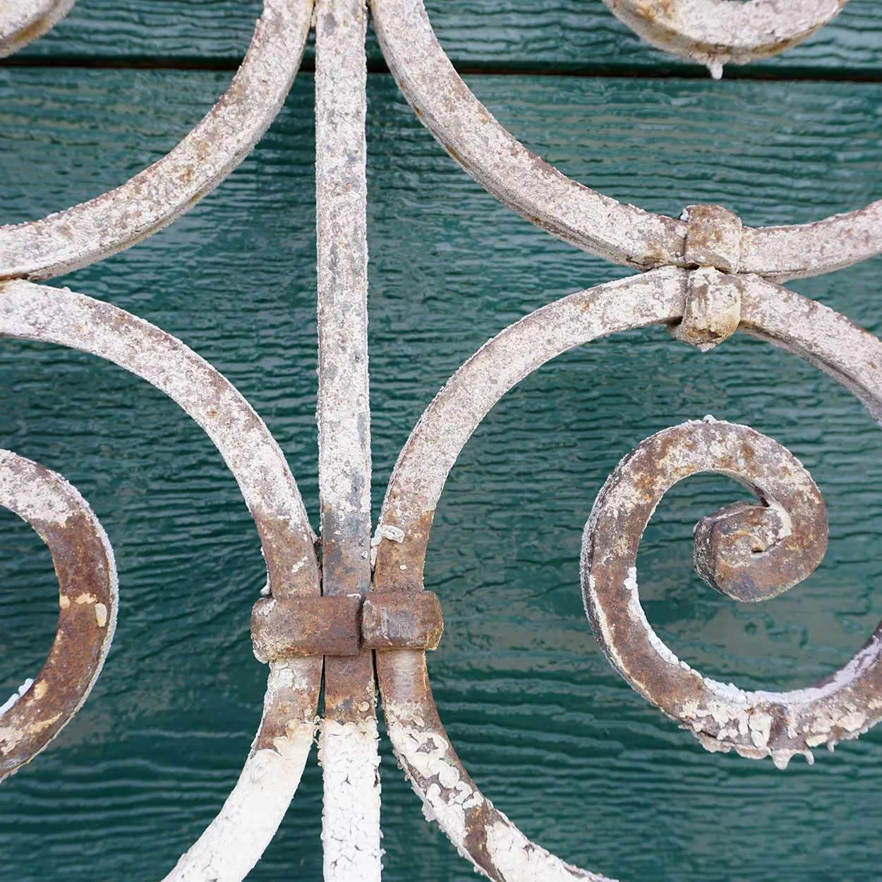 Large Spanish Colonial Painted Wrought Iron Window Grille