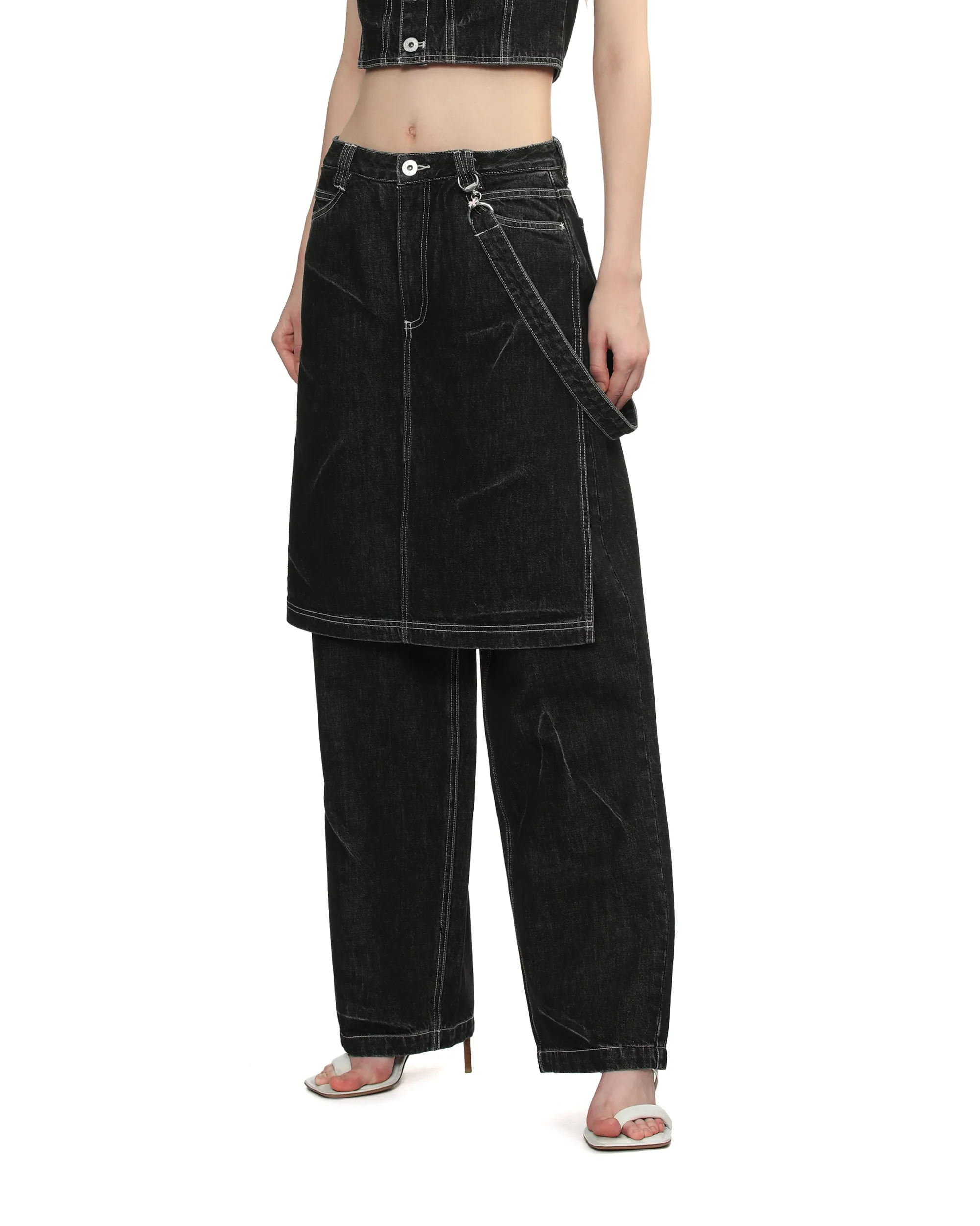 Layered denim jeans