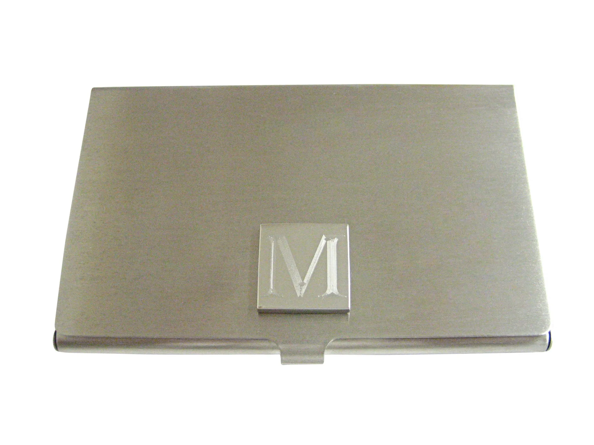Letter M Etched Monogram Business Card Holder