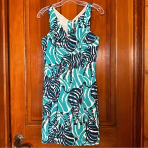 Lilly Pulitzer Madeline I’m Game Zebra Print Blue White Black Dress | Size‎ 2