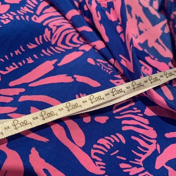 Lilly Pulitzer Silk Dress Blue and Pink Zebra In Grass Betty Racer Back XS
