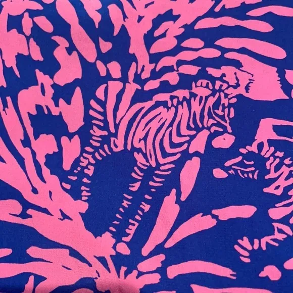 Lilly Pulitzer Silk Dress Blue and Pink Zebra In Grass Betty Racer Back XS