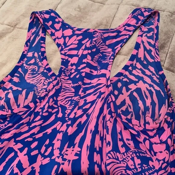 Lilly Pulitzer Silk Dress Blue and Pink Zebra In Grass Betty Racer Back XS