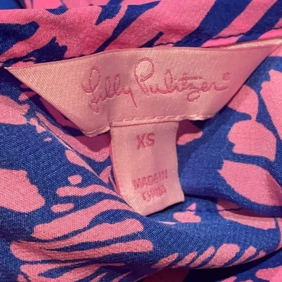 Lilly Pulitzer Silk Dress Blue and Pink Zebra In Grass Betty Racer Back XS