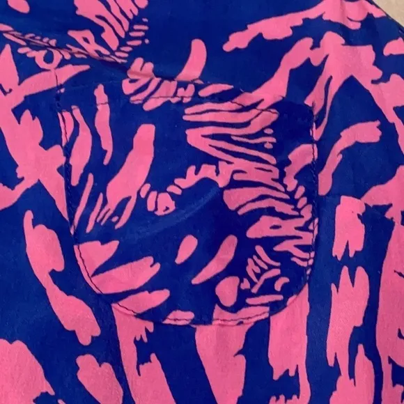 Lilly Pulitzer Silk Dress Blue and Pink Zebra In Grass Betty Racer Back XS
