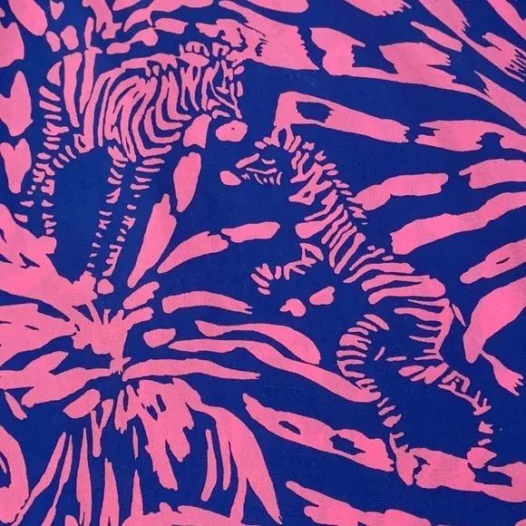 Lilly Pulitzer Silk Dress Blue and Pink Zebra In Grass Betty Racer Back XS