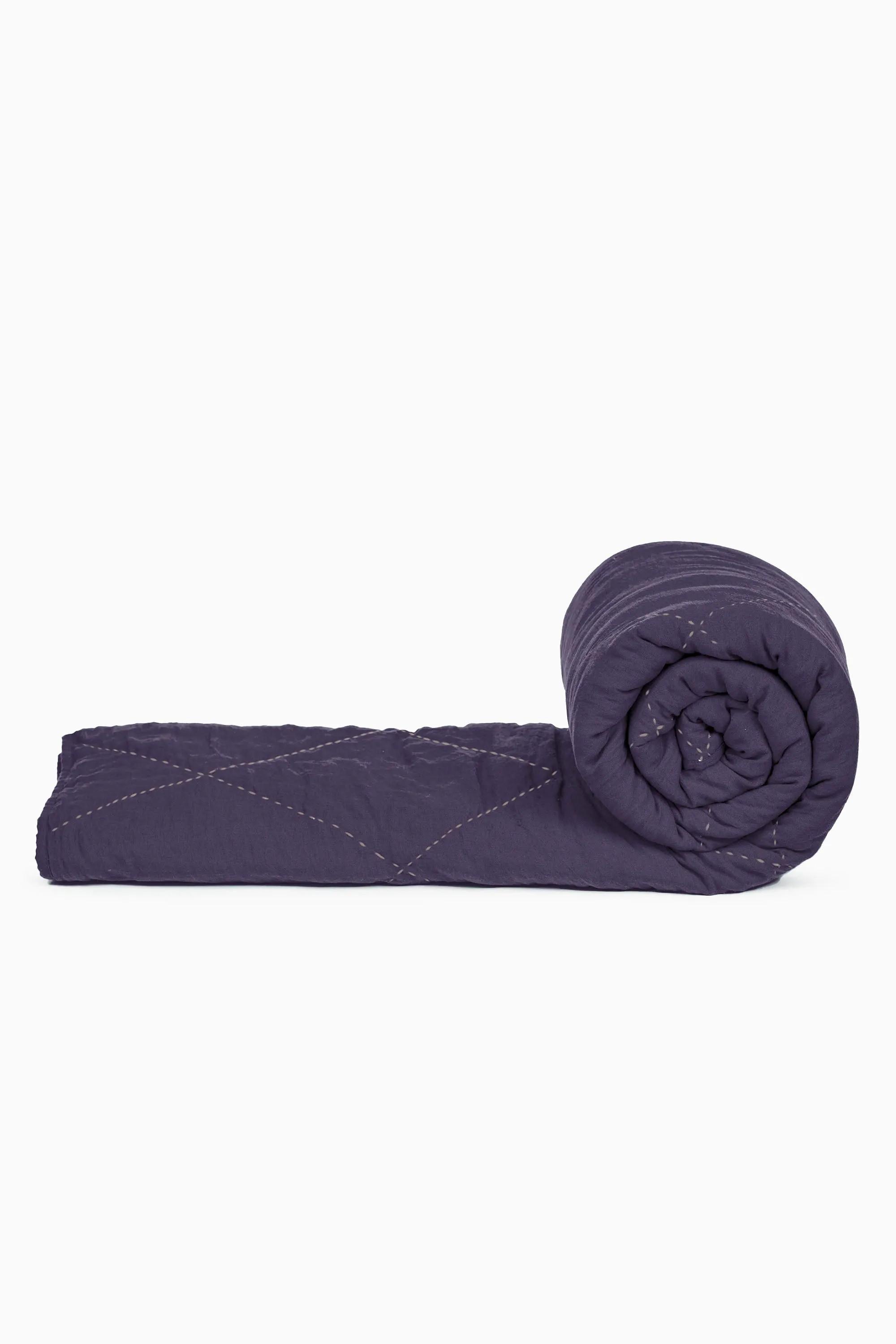 Linen Vibrant Hand Quilted Quilt-Blackberry Wine