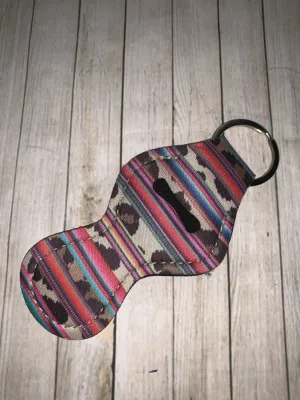 Lip Balm Holder Key Chain - Cheetah Serape