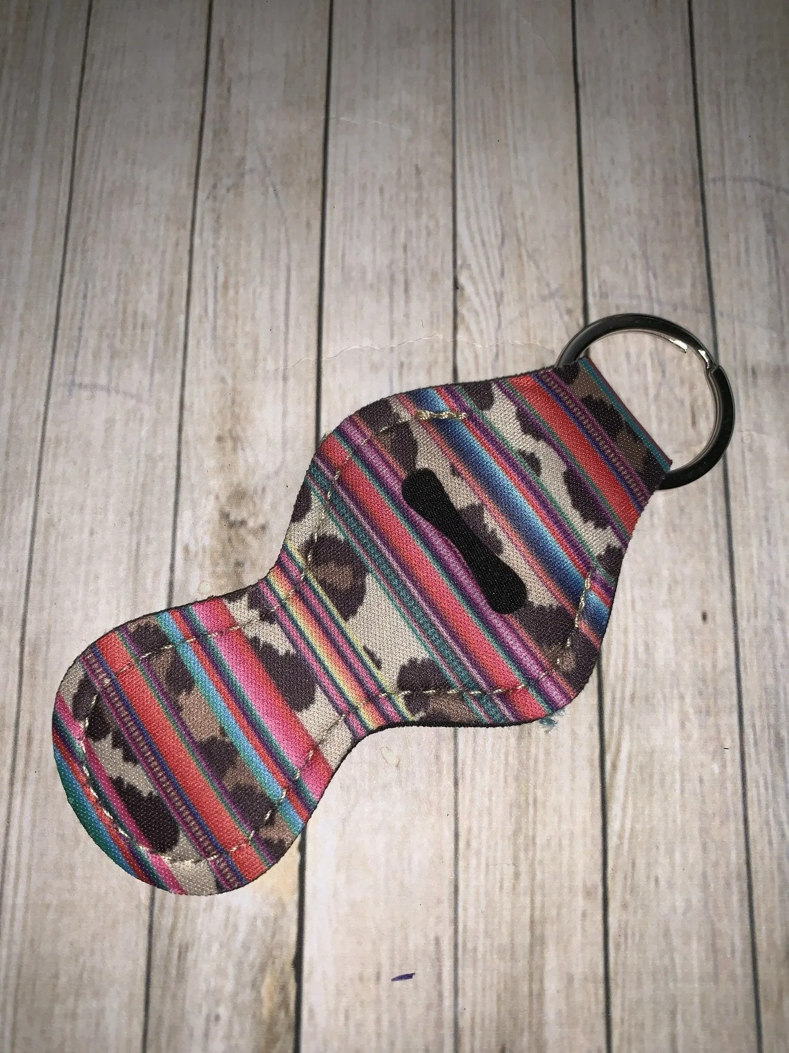 Lip Balm Holder Key Chain - Cheetah Serape