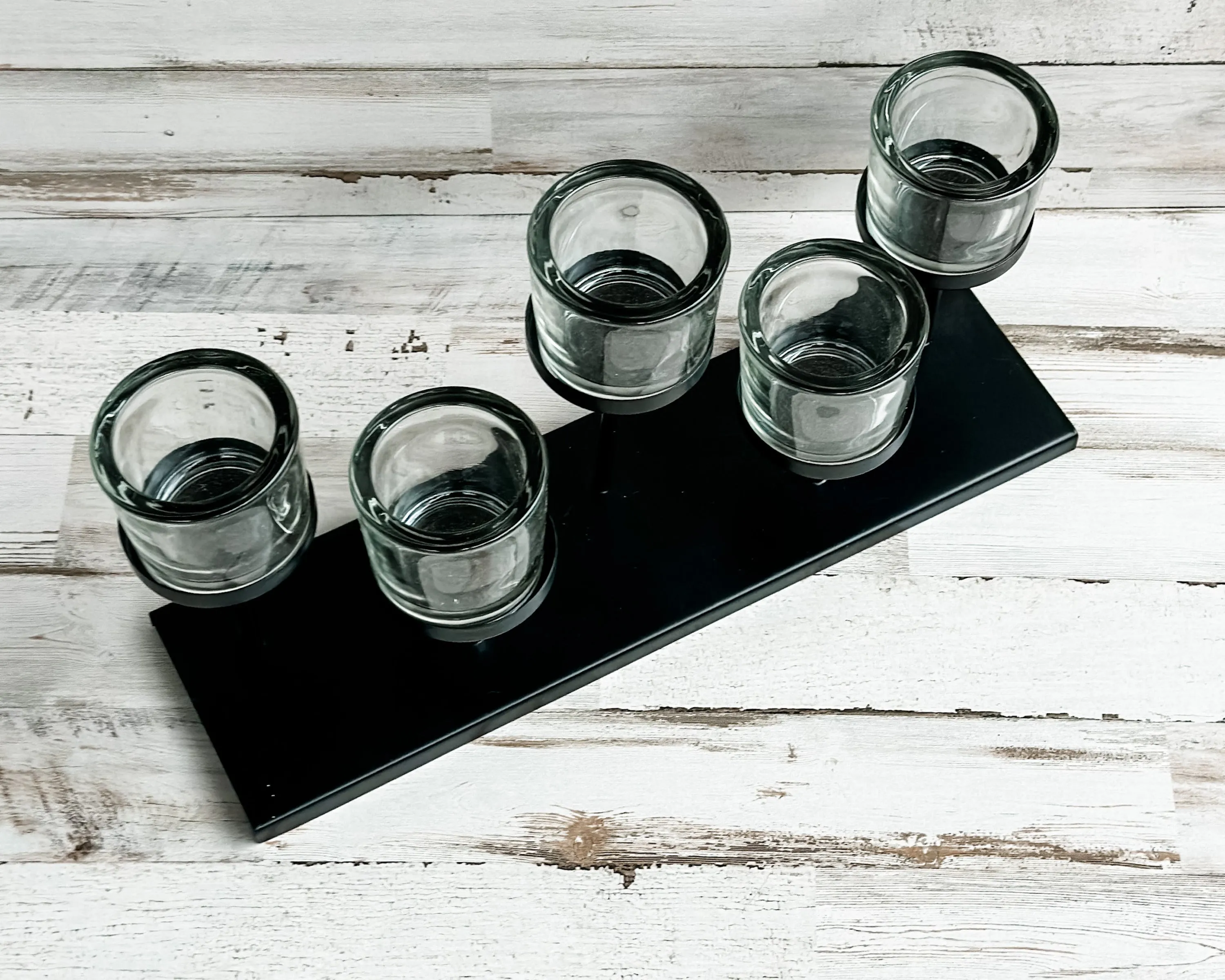 Long black metal votive candle holder