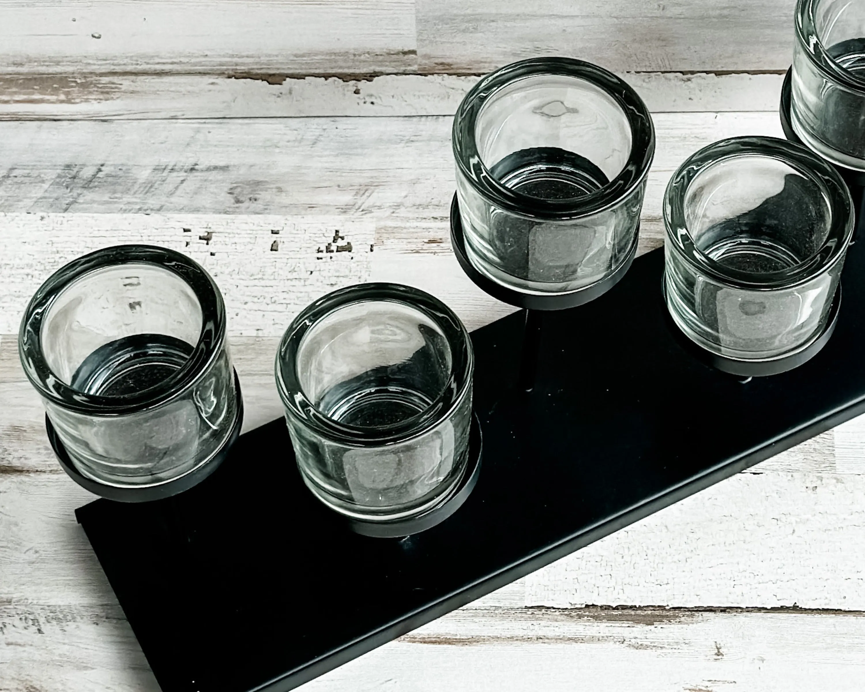 Long black metal votive candle holder