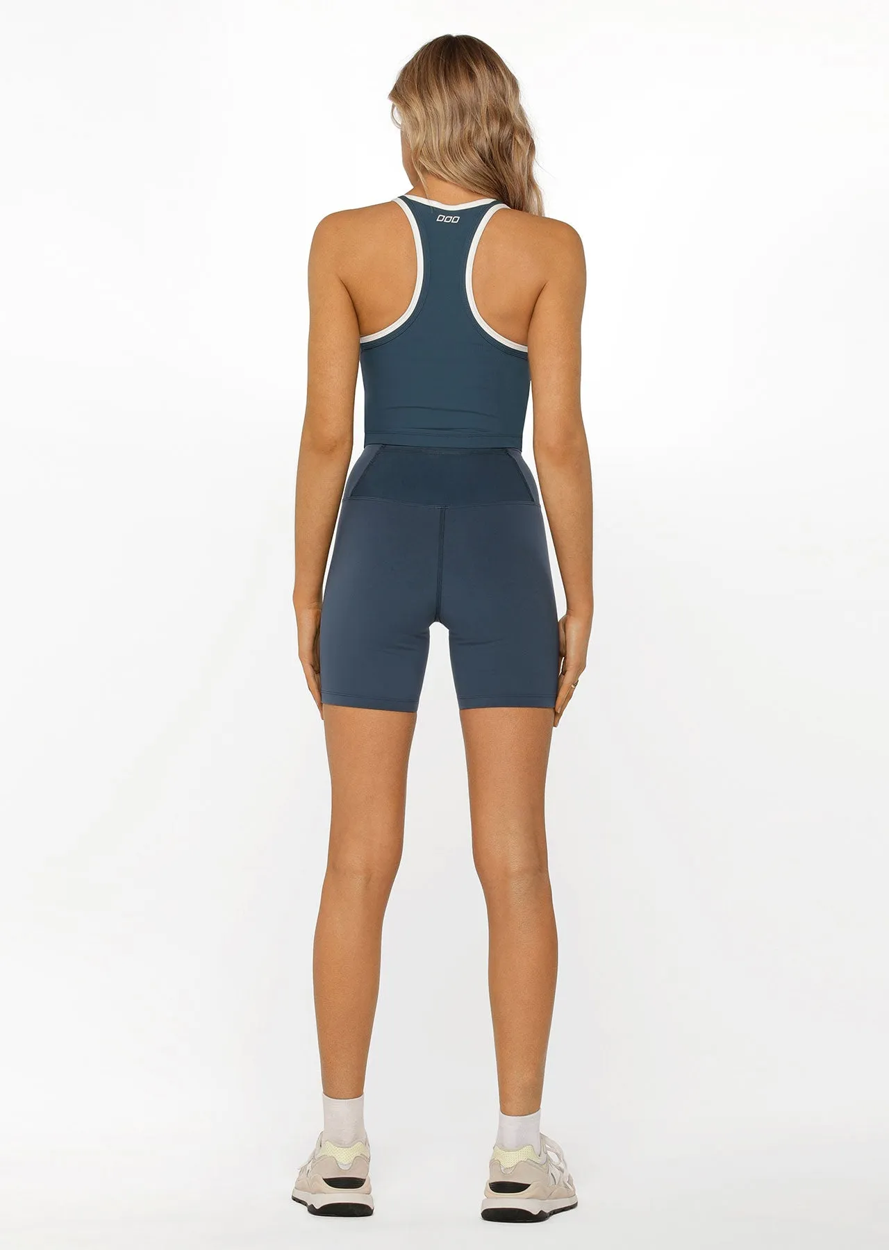 Lorna Jane Mesh Phone Pocket Bike Short - Pale Indigo