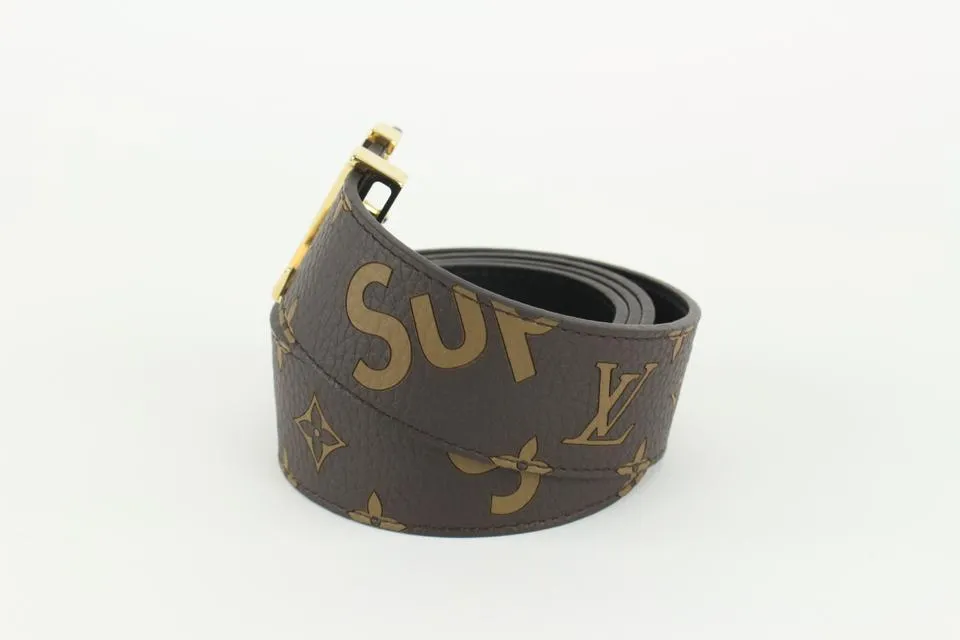 Louis Vuitton x Supreme LV x Supreme 110/44 Brown Monogram LV Initials Belt 128lv53