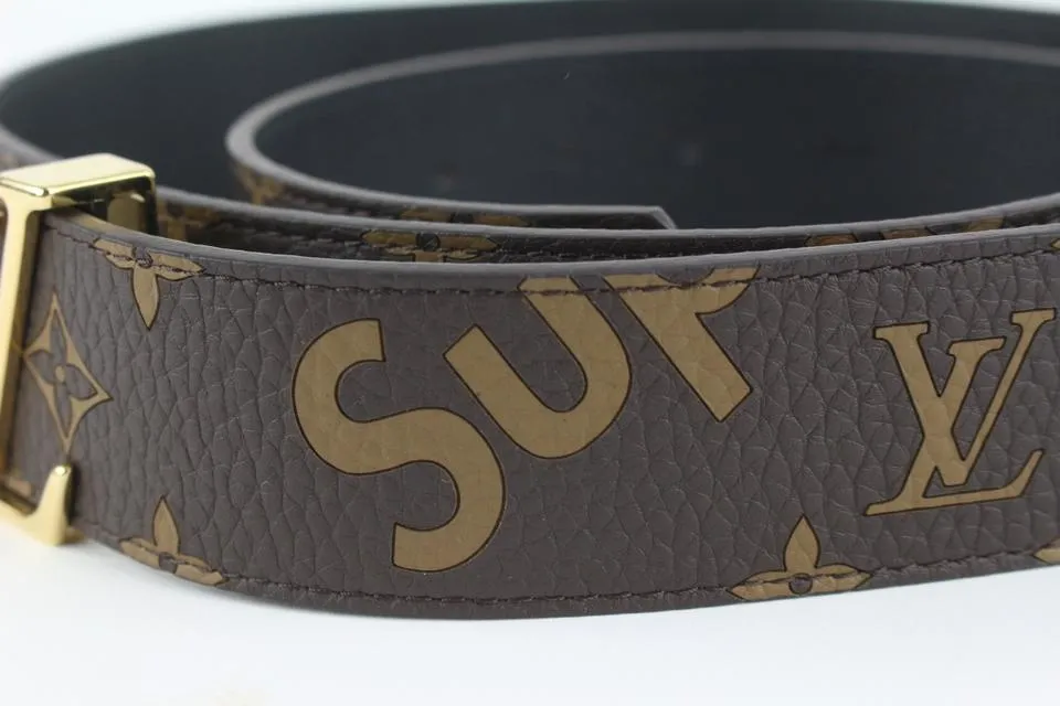 Louis Vuitton x Supreme LV x Supreme 110/44 Brown Monogram LV Initials Belt 128lv53