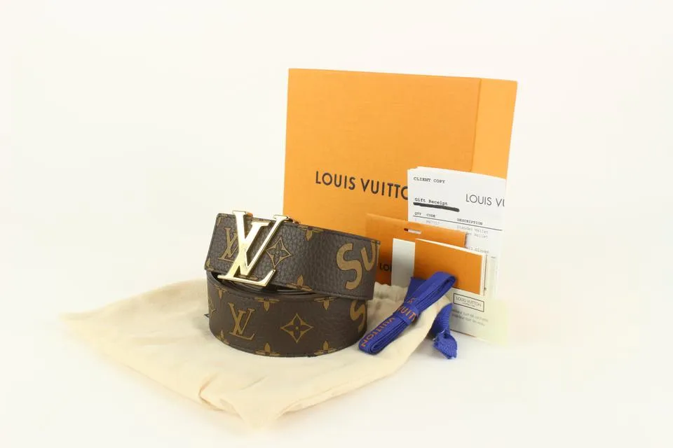 Louis Vuitton x Supreme LV x Supreme 110/44 Brown Monogram LV Initials Belt 128lv53