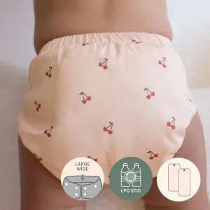 LPO Pocket Diaper - Wide Elastic Snap Cherry Heart