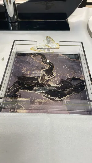 Lucite black napkin holder