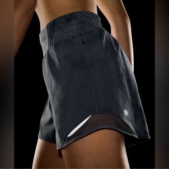 Lululemon Hotty Hot High Rise Short Lined 4” Diamond Dye Pitch Grey Graphite