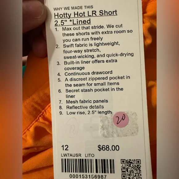 Lululemon Hotty Hot Low-Rise Lined Short 2.5&quot; Lit Orange