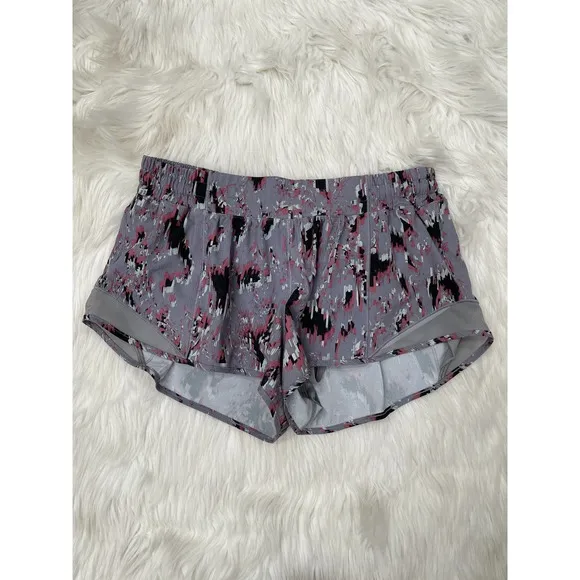 Lululemon Hotty Hot Short II 2.5&quot; Floral Flux Multi Raceway Grey Sz 10
