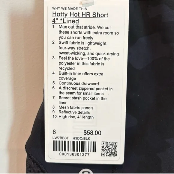 Lululemon Hotty Hot Shorts 4&quot; - NWT