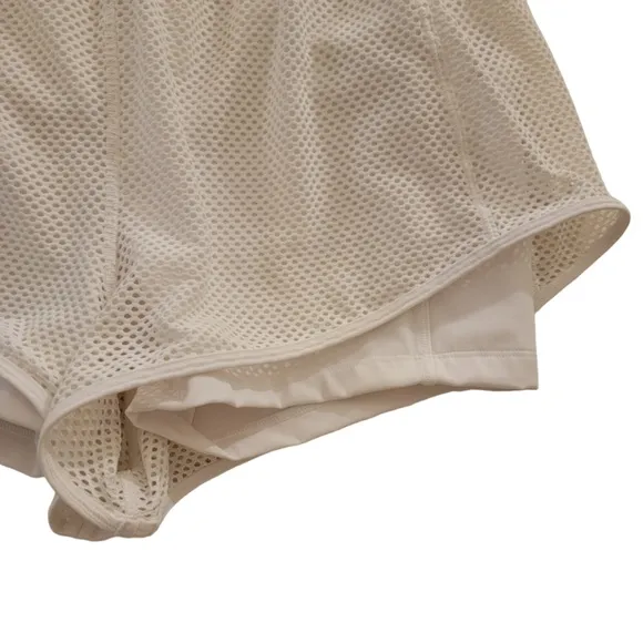 Lululemon Keep Score Shorts 3.5” Size 8 White Mesh Built in Liner Pocket Run