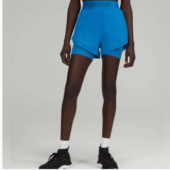 LULULEMON Logo Waistband High-Rise Training Short Poolside