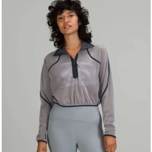 Lululemon Reversible Mesh 1/2 Zip True Navy / Dark Chrome One Size